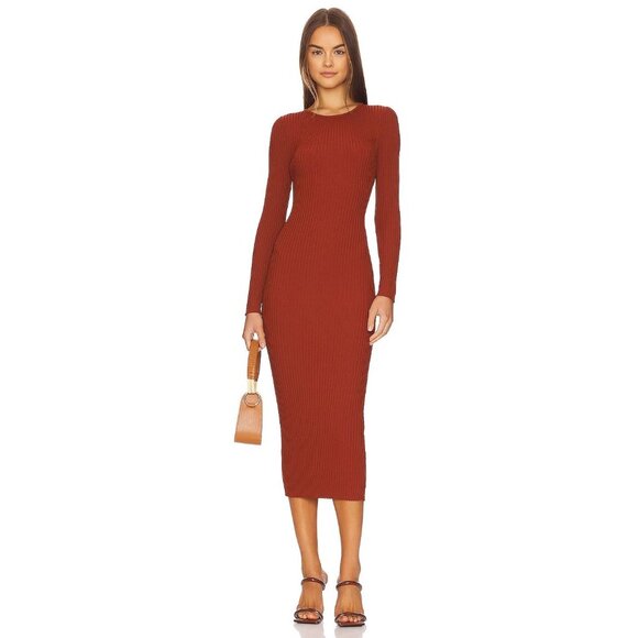 MinkPink Alba Knit Midi Dress in Ginger Small Womens Bodycon - Picture 1 of 13